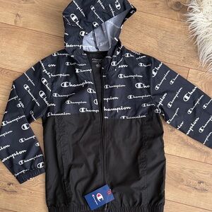 Champion Black and White Logo Windbreaker